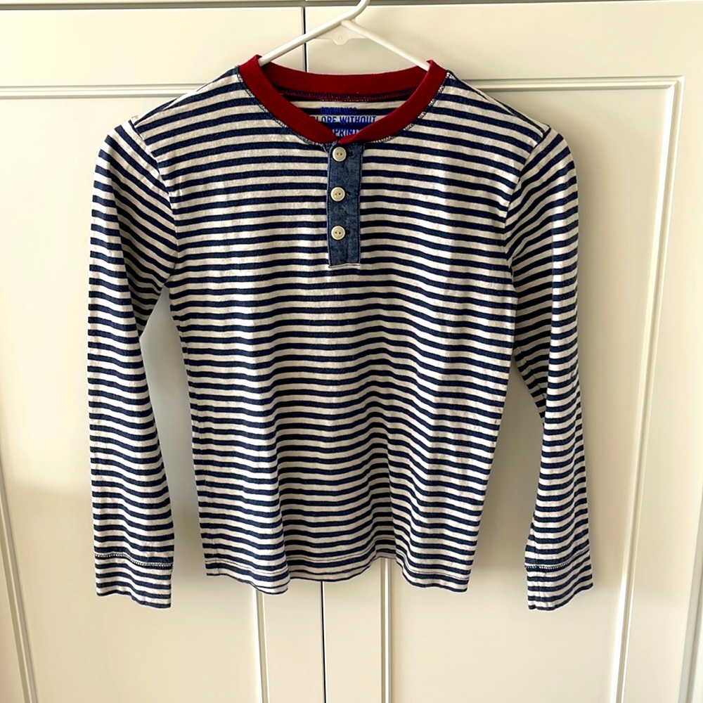 J CREW - CREW CUTS Red White Blue Henley Long Sleeve Sz 10